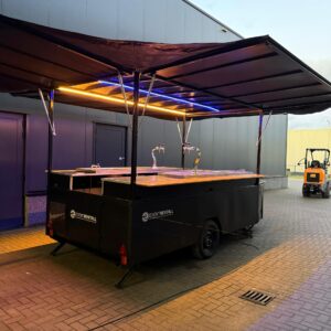 Tapwagen/ tapeiland zwart, 4 zijdes open (4x tapkraan 4x koeling)