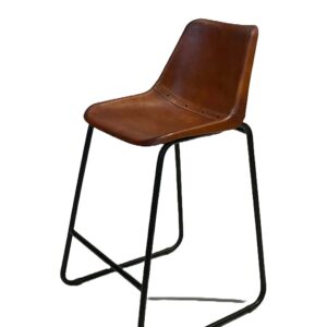 Barkruk Cognac zitting Industrieel zwart frame