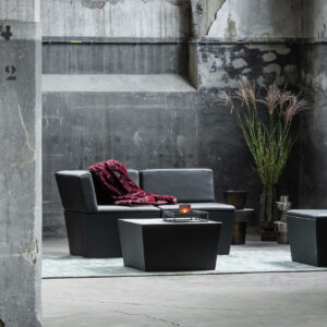 Loungeset zwart (4x zit, 2x tafel)