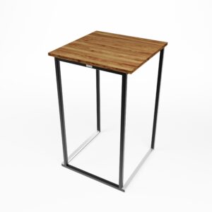 Statafel zwart met houten blad 70x70cm