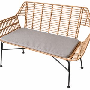 Rotan bankje (trouwbankje) (incl. kussen beige/crème)